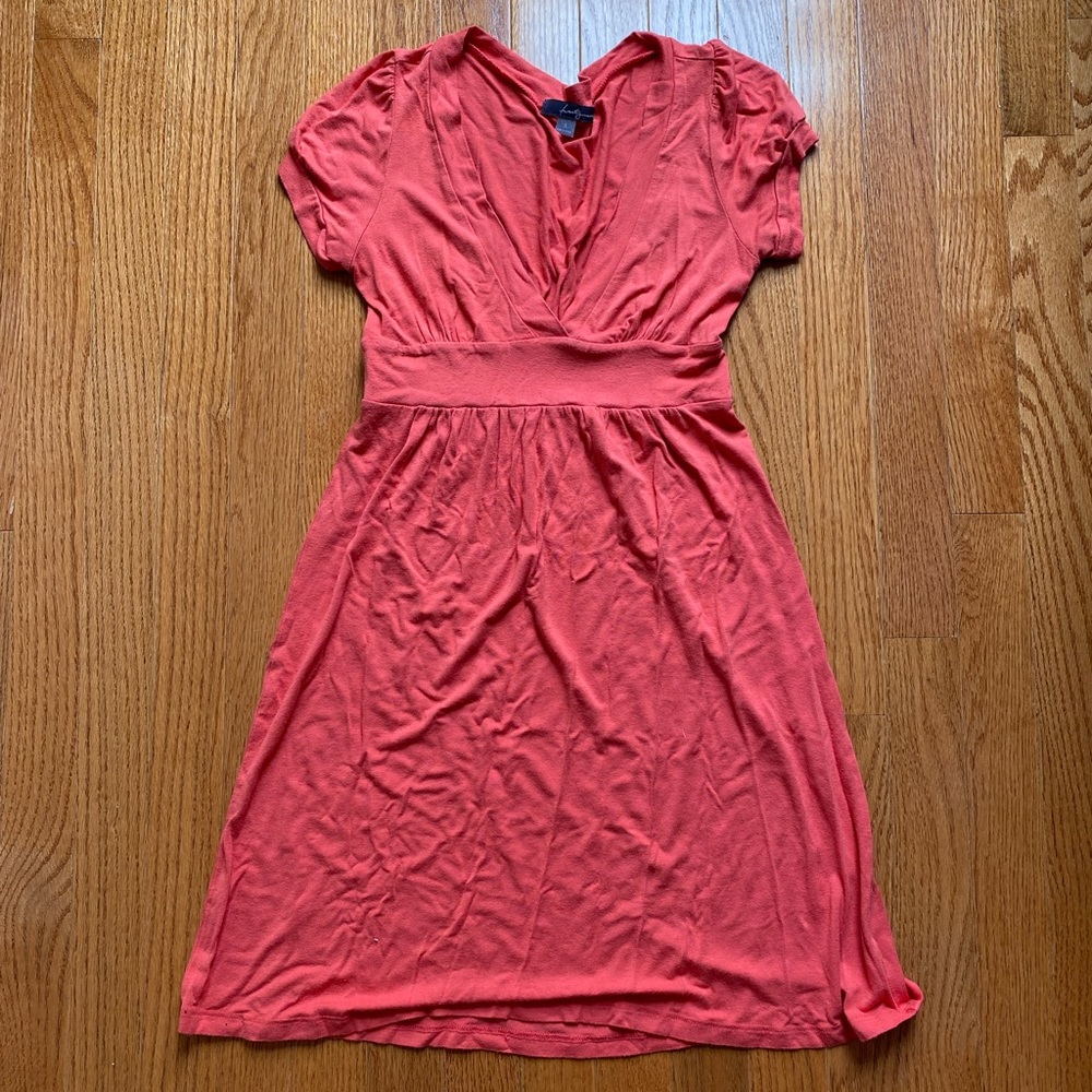 Forever 21 Orange V Neck Soft Dress Sz Small